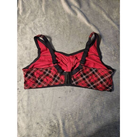 Comfort Choice Red Plaid Cotton Bra Size 42B Style 27-0647-1 - Picture 2 of 4